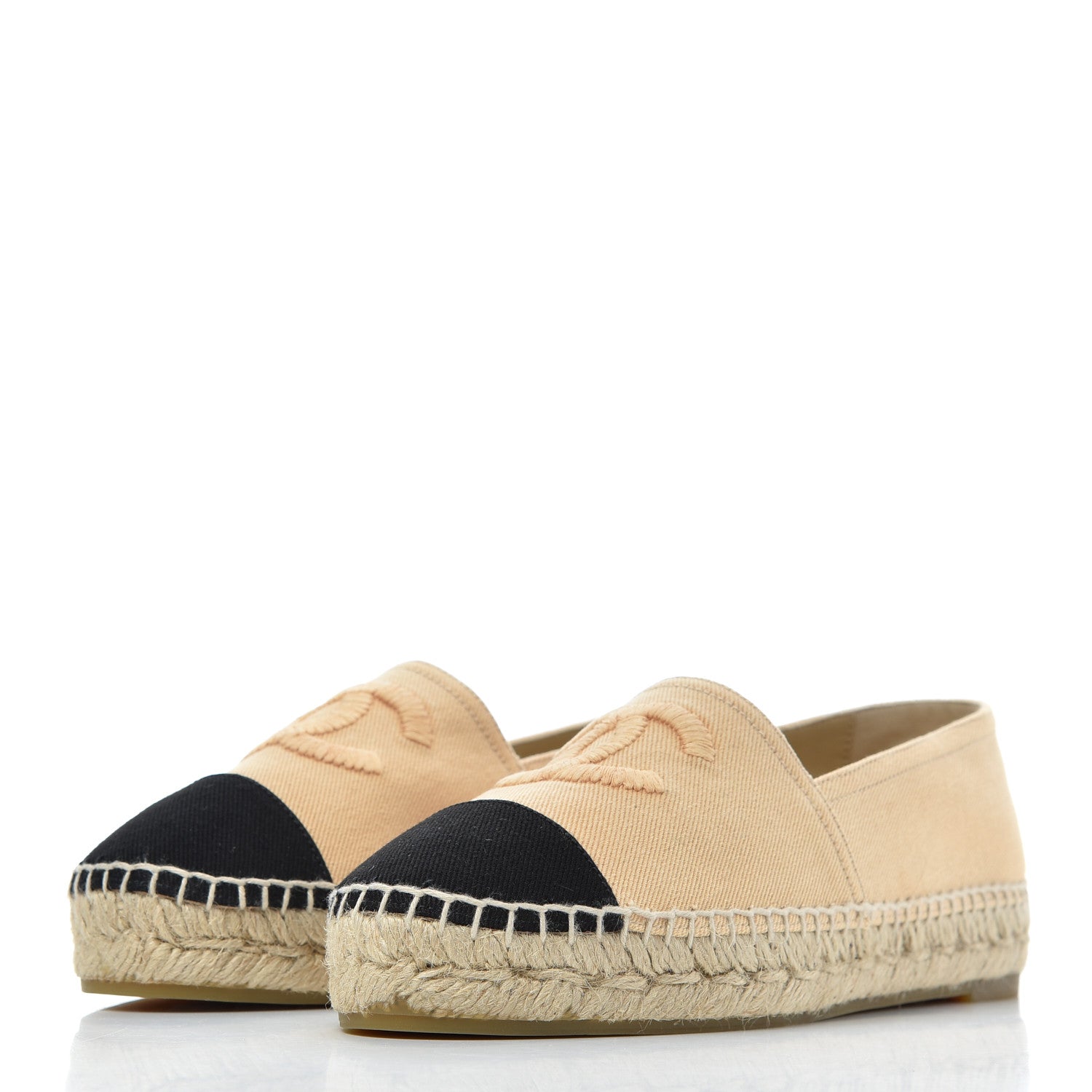 Chanel Denim CC Espadrilles 38 Beige Black 3 of 9