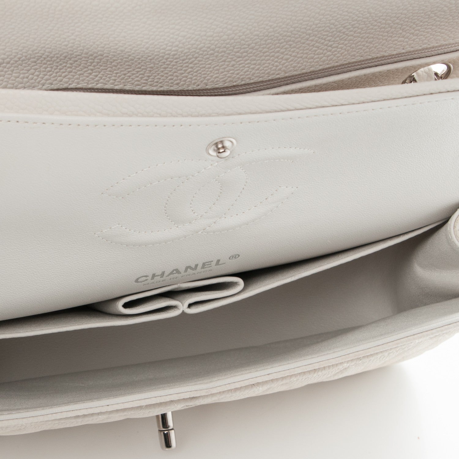 Chanel Iridescent Caviar Quilted Medium Double Flap Off White 6 of 10