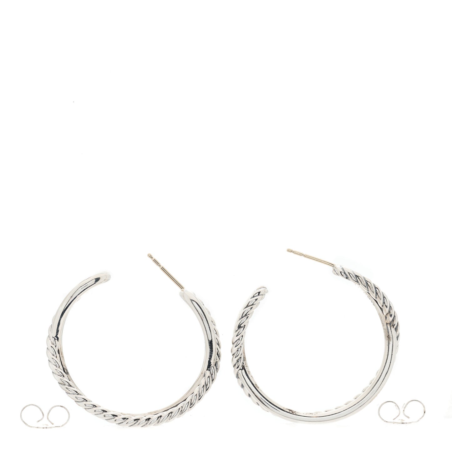 Sterling Silver Crossover Cable Hoop Earrings