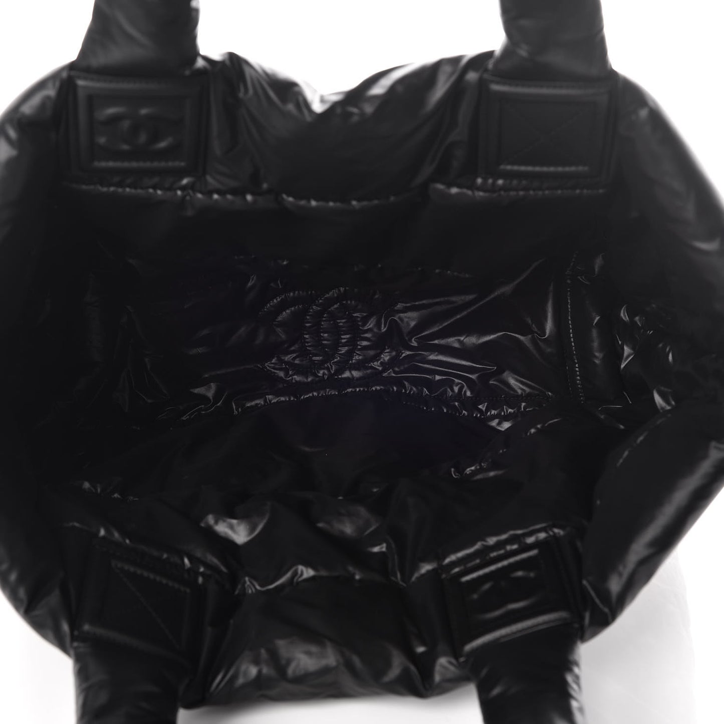 Nylon Quilted Medium Coco Cocoon Reversible Tote Black