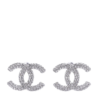Chanel Crystal CC Treasure Chest Earrings Silver 1 of 5