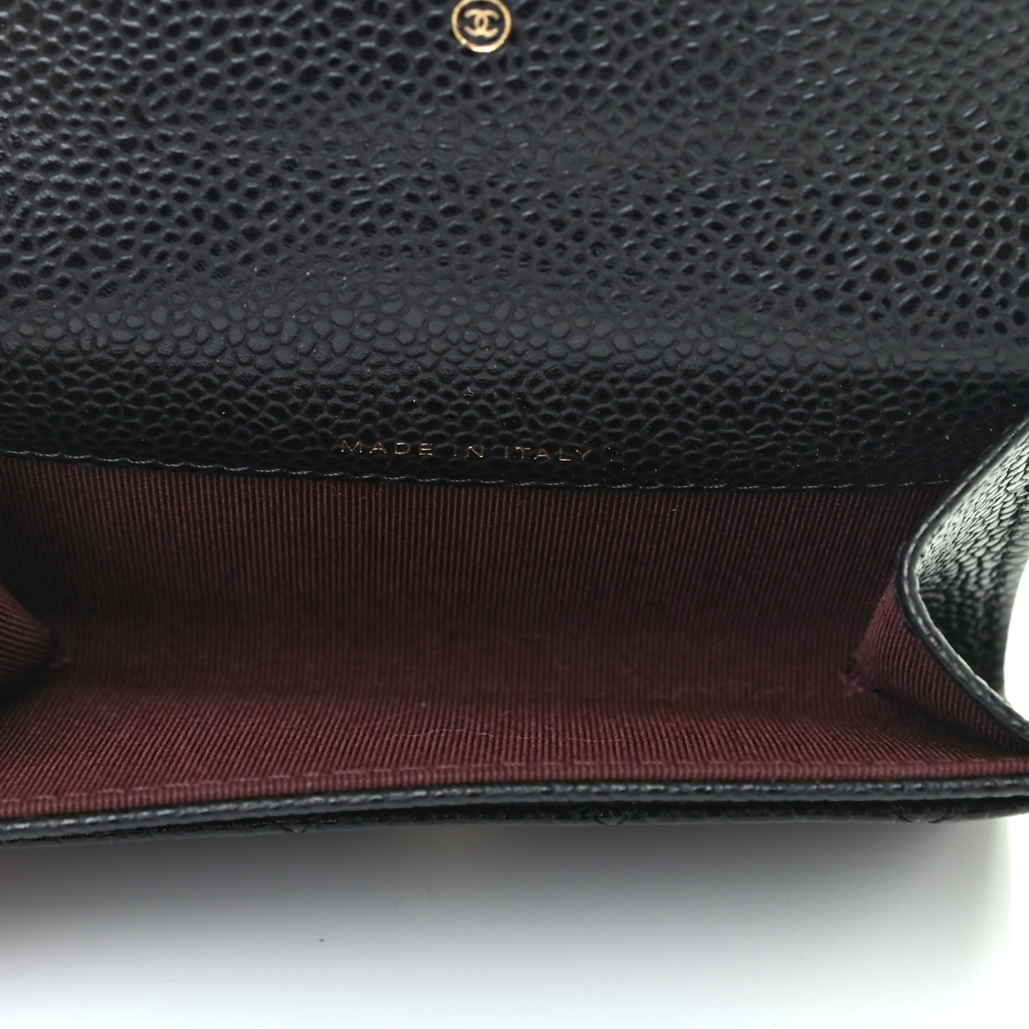 Caviar Quilted Flap Card Holder Wallet Black