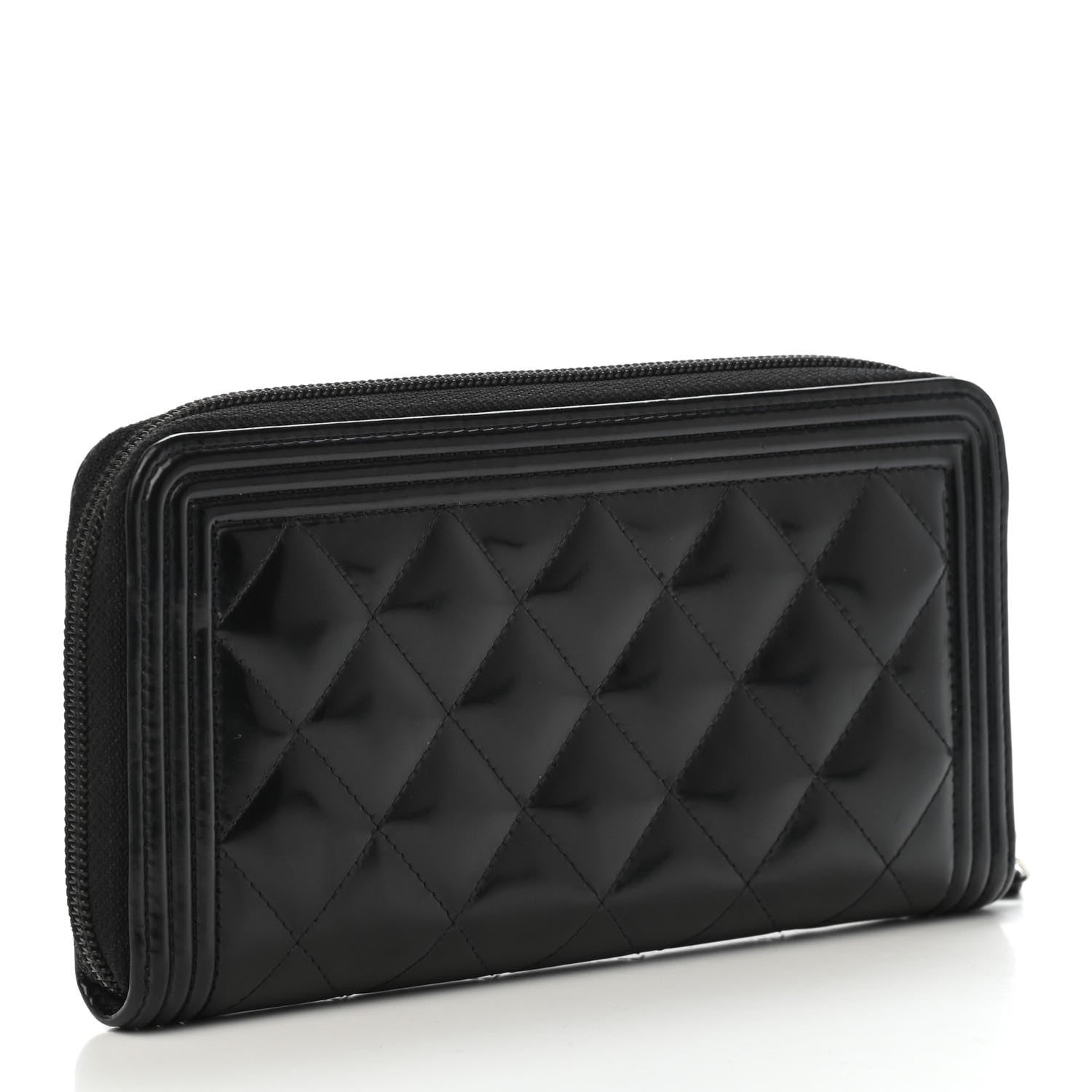 Chanel Glazed Calfskin Boy Zip Around Wallet Black 2 of 4