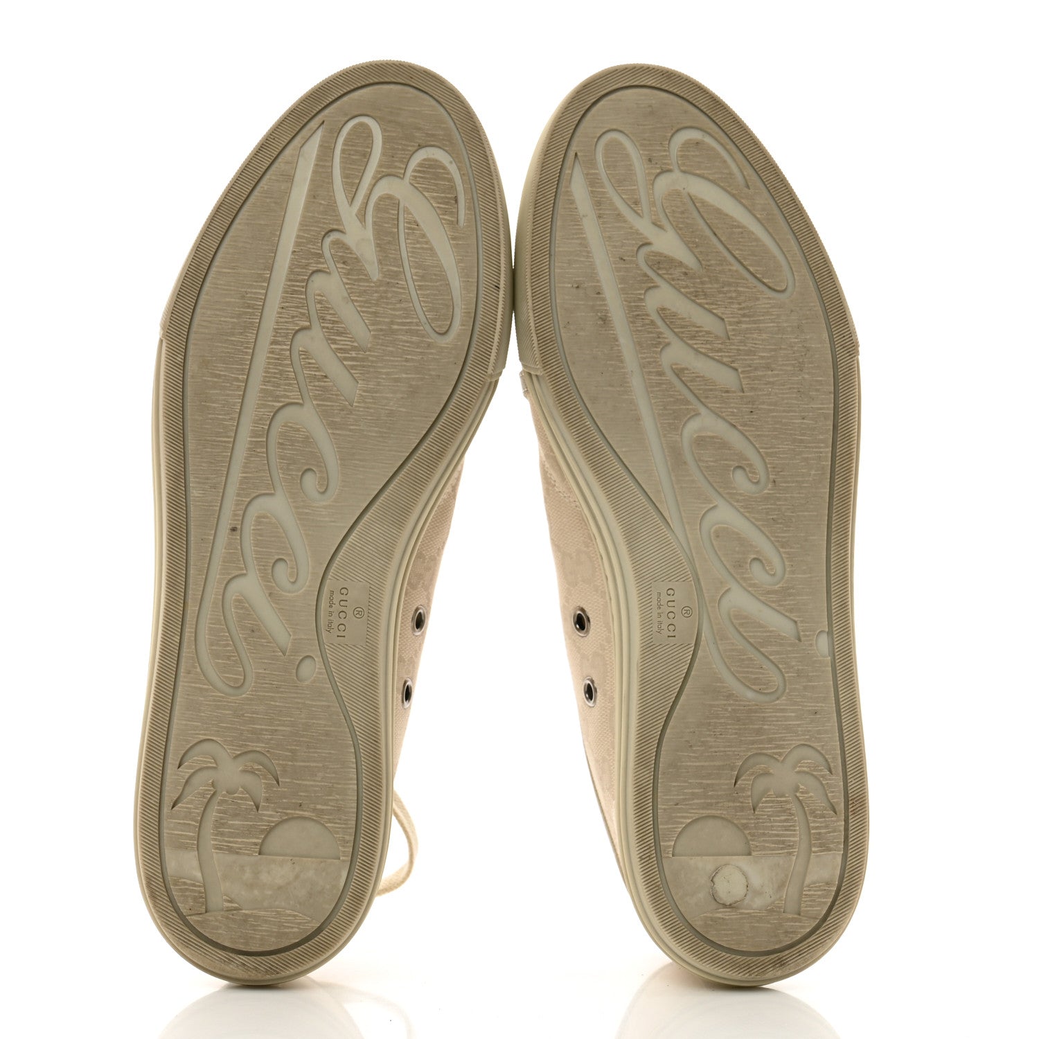 Gucci Washed Cotton GG Monogram Calfskin Womens Low Top Sneakers 40 White Mystic White Great White 6 of 11