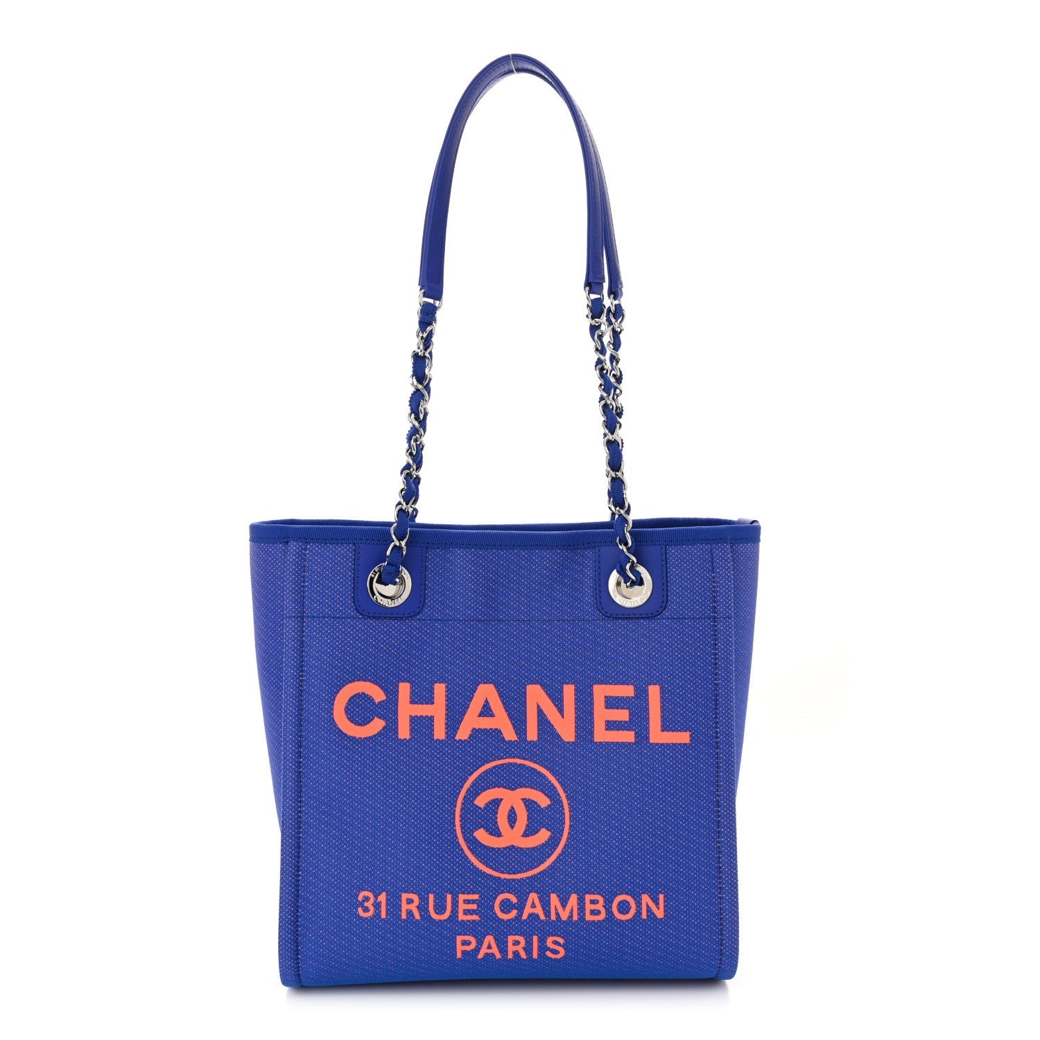 Chanel Mixed Fibers Mini Deauville Tote Blue Orange 1 of 7