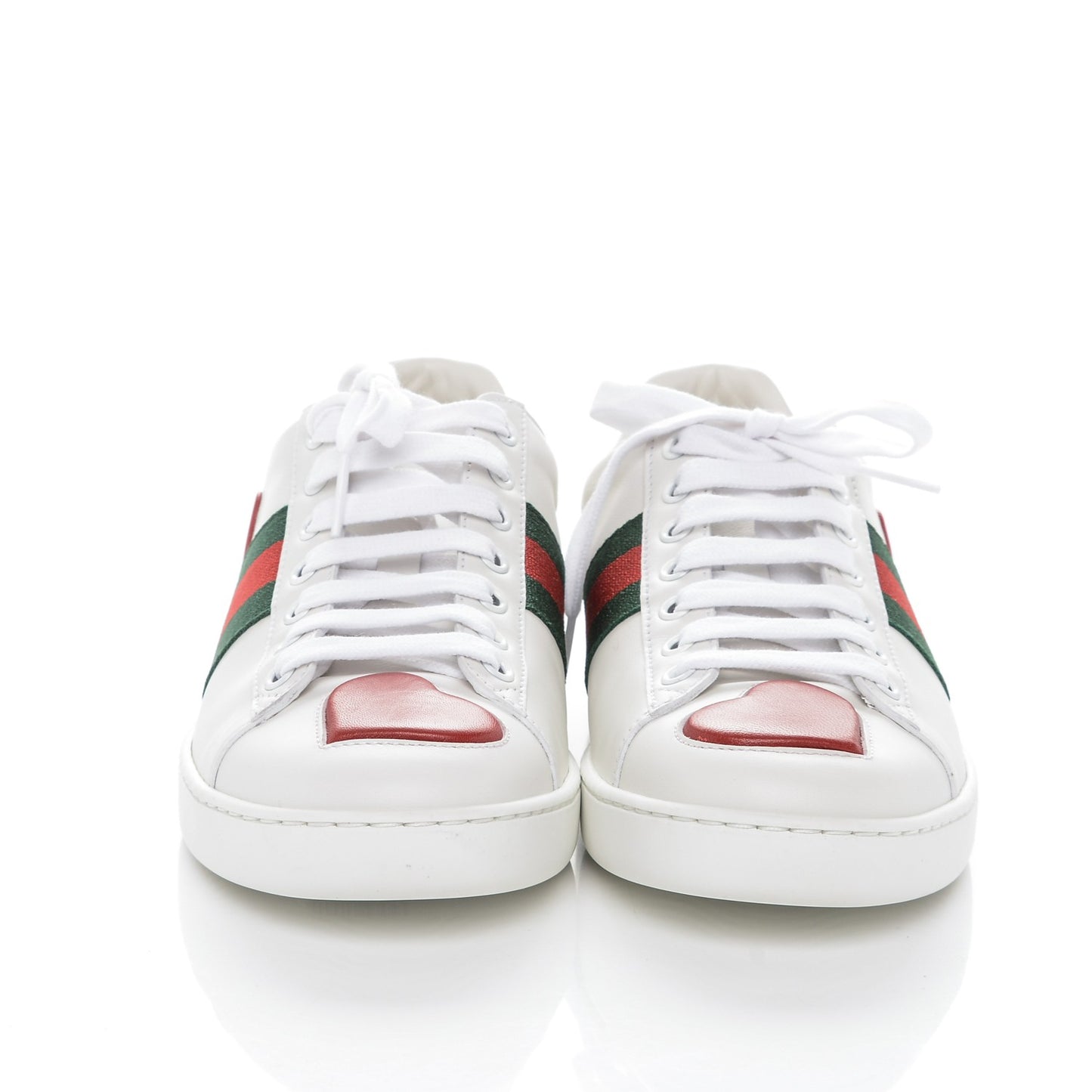 Calfskin Ayers Web Heart Embroidered Ace Sneakers 37.5 White