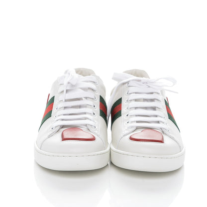Gucci Calfskin Ayers Web Heart Embroidered Ace Sneakers 37.5 White 2 of 6