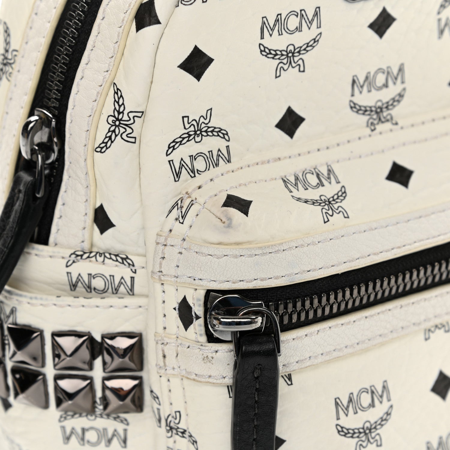 MCM Visetos Side Stud X-Mini Stark Bebe Boo Backpack White 20 of 28