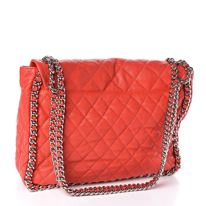 Chanel Washed Lambskin Quilted Maxi Chain Around Flap Red 3 of 11