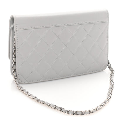 Chanel Grained Calfskin Quilted CC Box Wallet On Chain WOC Grey 2 of 9