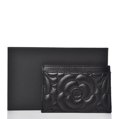 Chanel Lambskin Camellia Embossed Card Holder Black 9 of 9