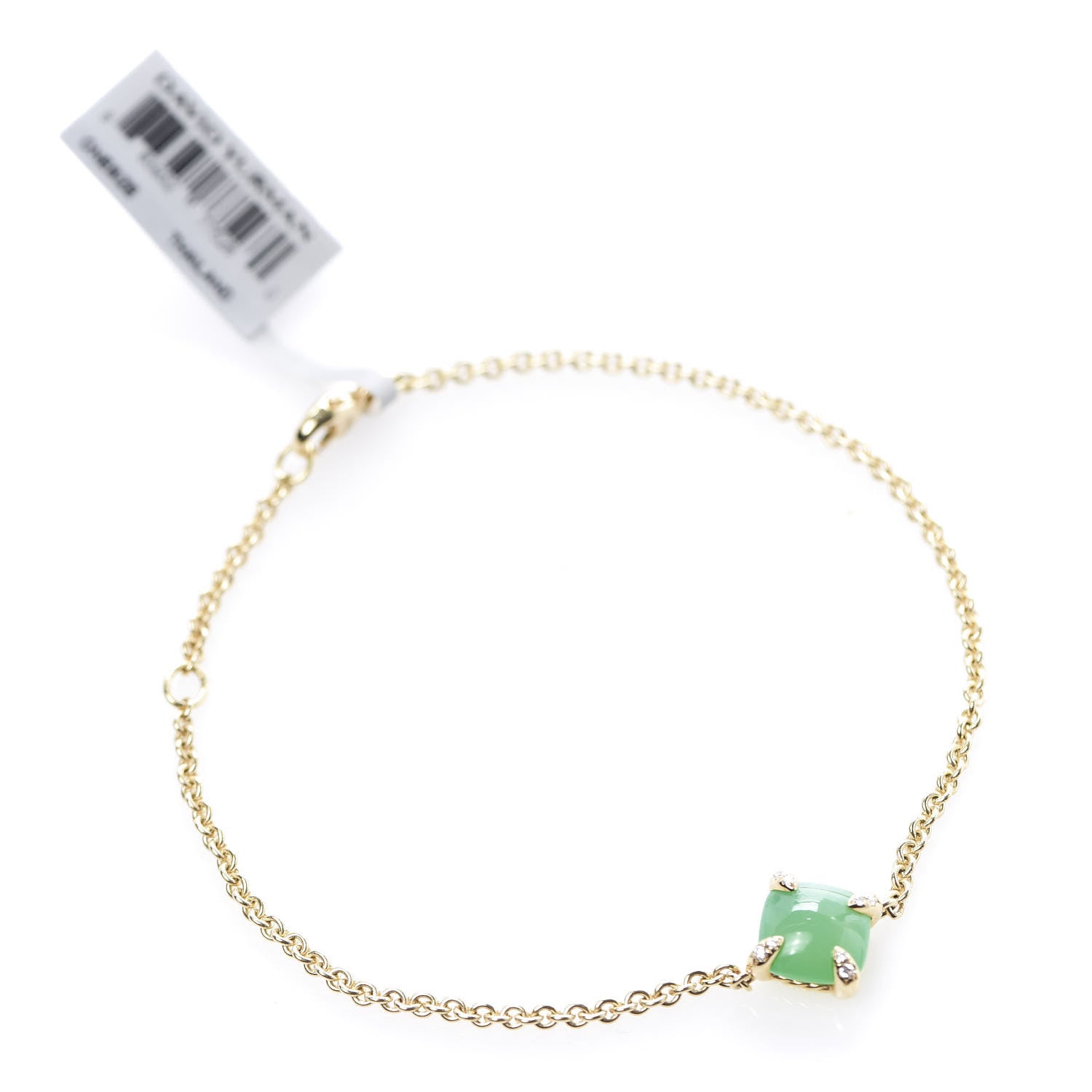 David Yurman 18K Yellow Gold Diamond Chrysoprase 8mm Chatelaine Bracelet 1 of 4