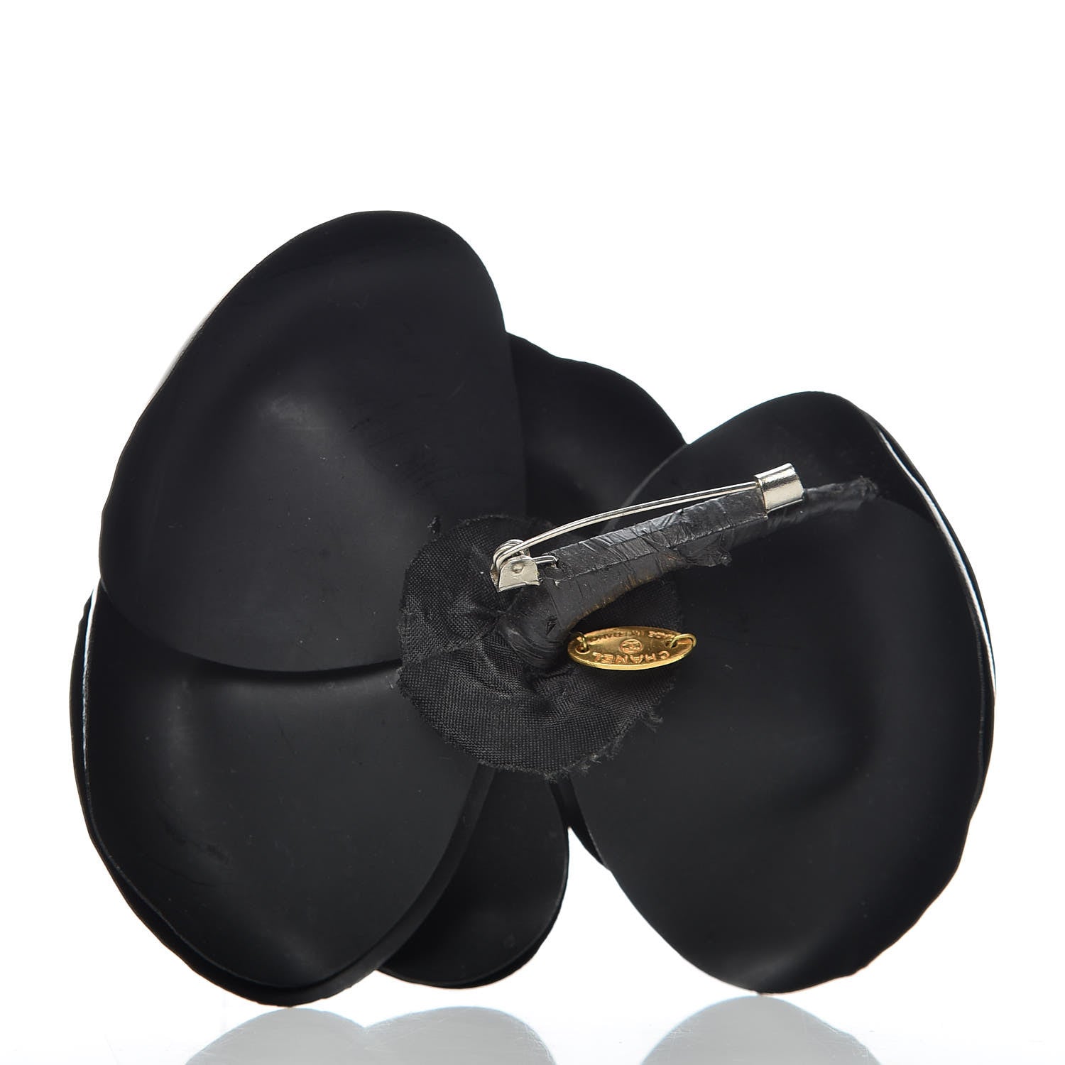 Chanel Patent Camellia Pin Brooch Black 3 of 4