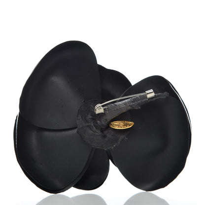Chanel Patent Camellia Pin Brooch Black 3 of 4