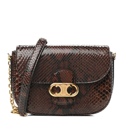 Celine Snakeskin Medium Chain Maillon Triomphe Brown 1 of 8