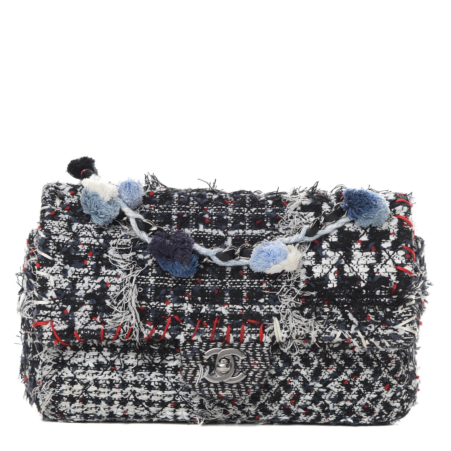 Chanel Tweed Pompom Flap Bag Multicolor 1 of 12