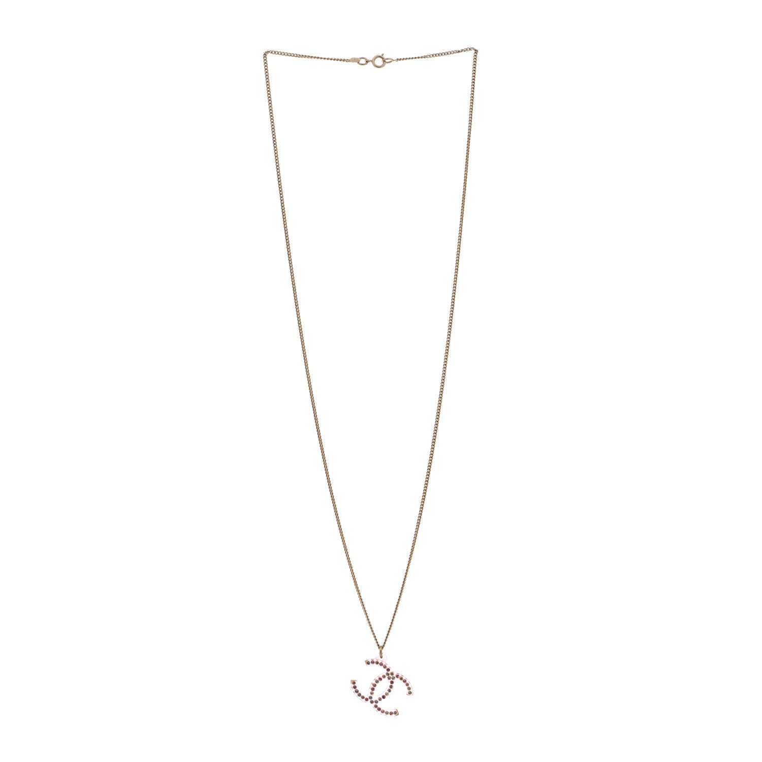 Chanel Translucent Resin Crystal CC Necklace Pink Multicolor 3 of 6