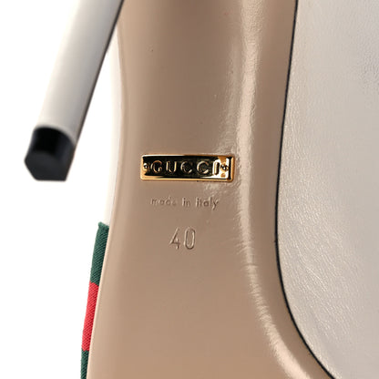 Gucci Malaga Kid Web Sylvie High Heel Slingback Pumps 40 White 6 of 9