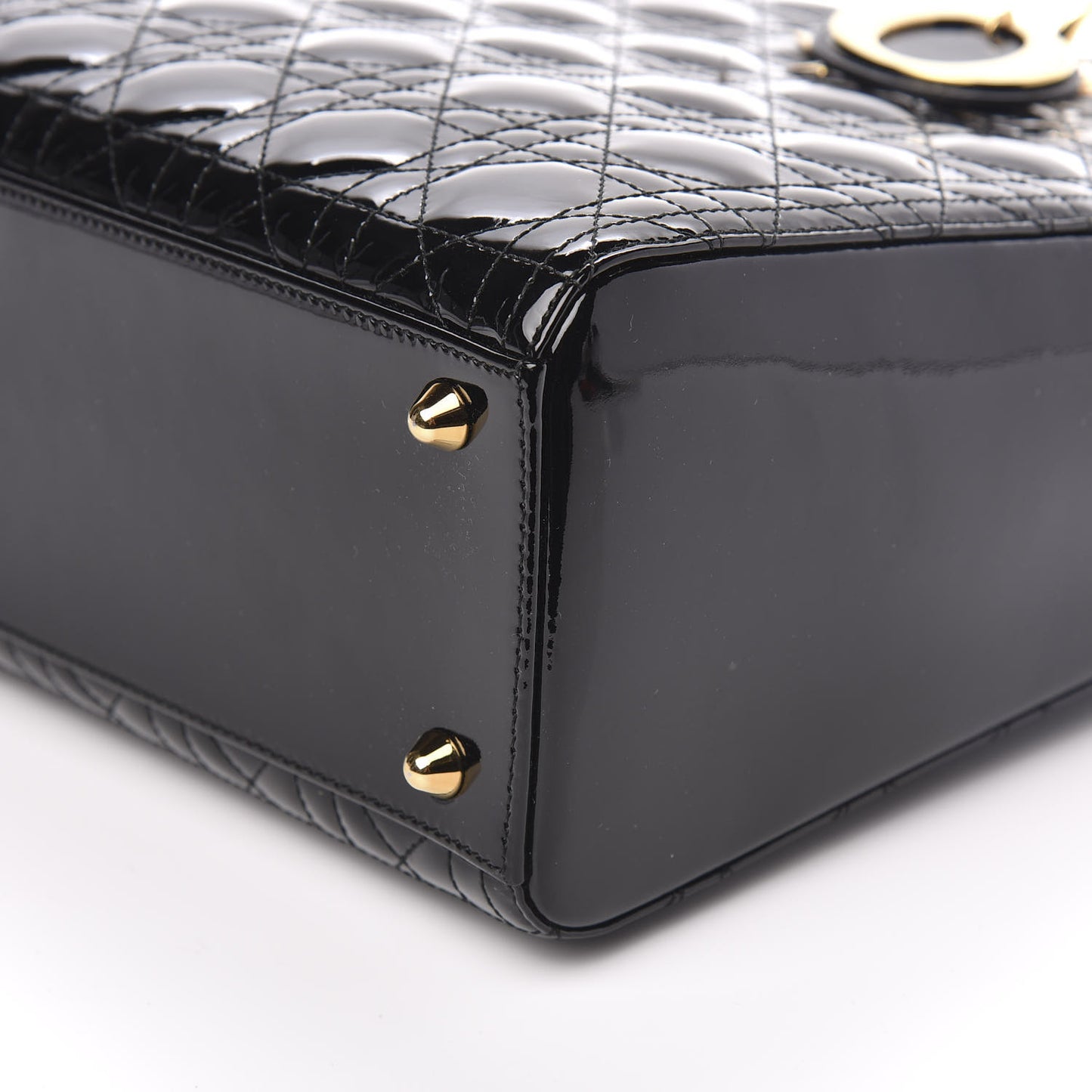 Patent Cannage Large Lady Dior Black