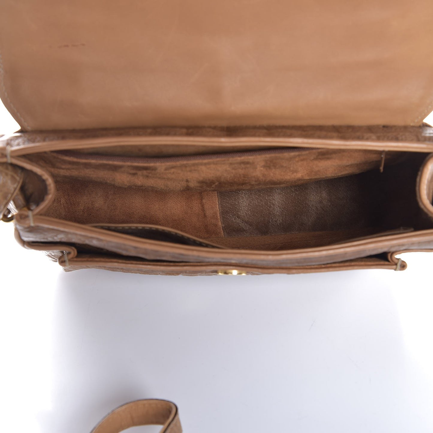 Crocodile Flap Shoulder Bag Brown