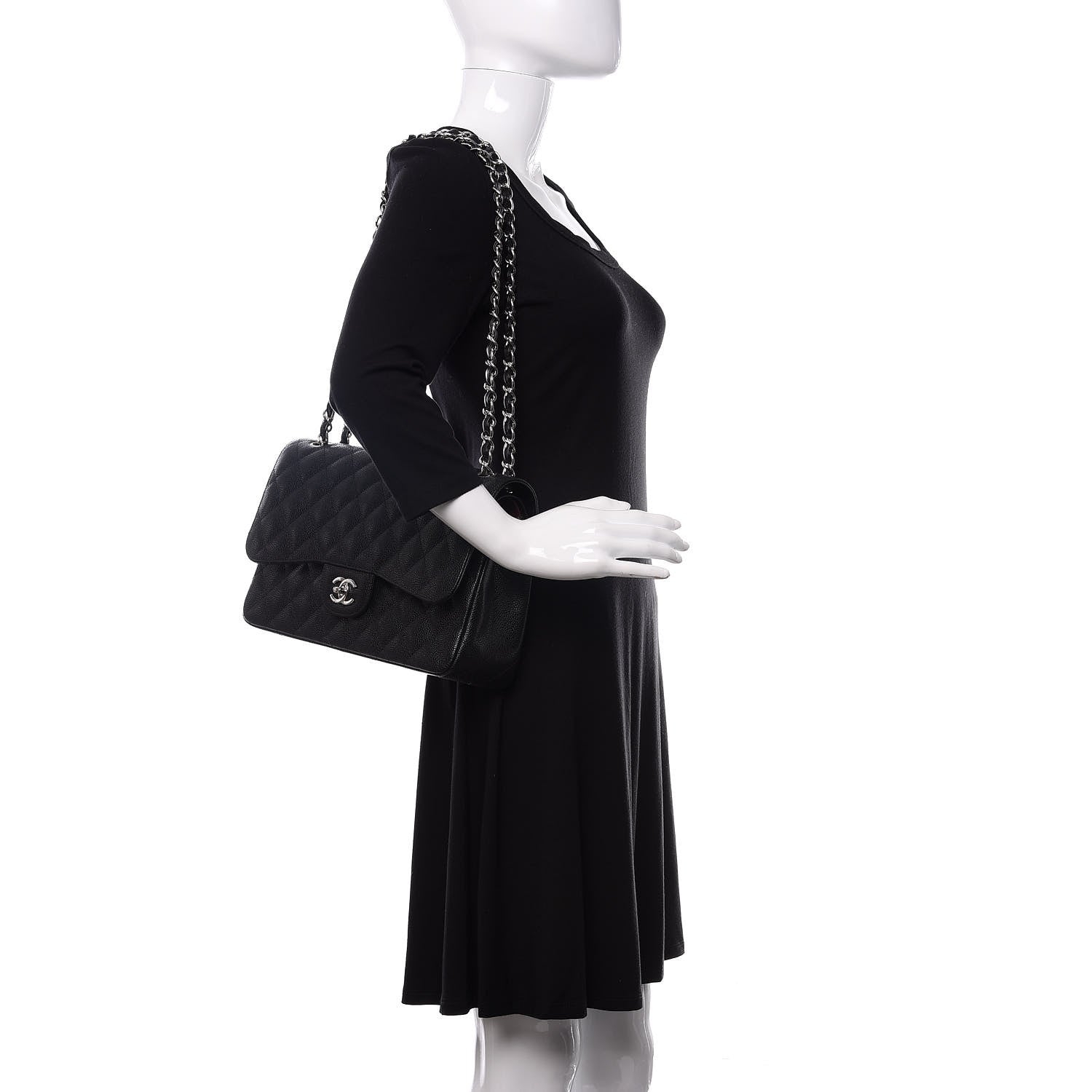 Chanel Caviar Quilted Jumbo Double Flap Black 2 of 10