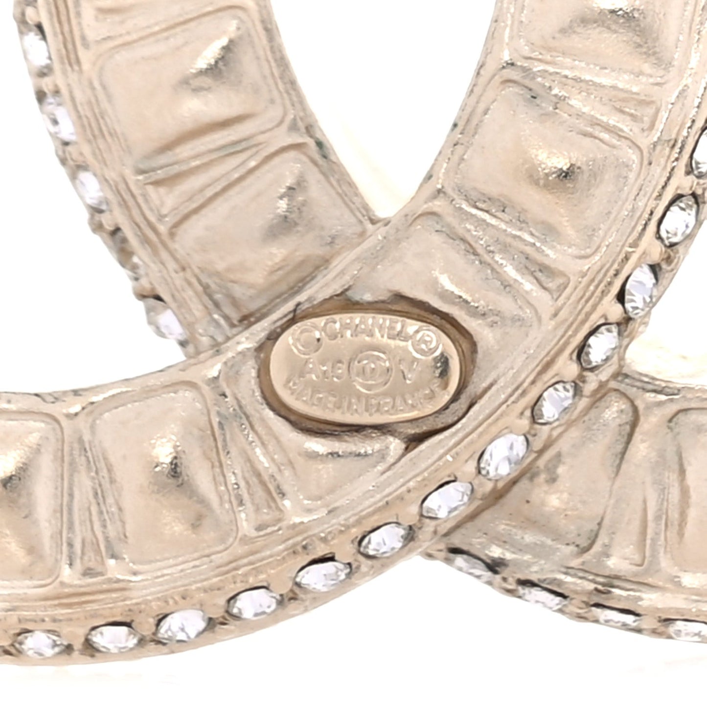 Baguette Crystal CC Brooch  Light Gold