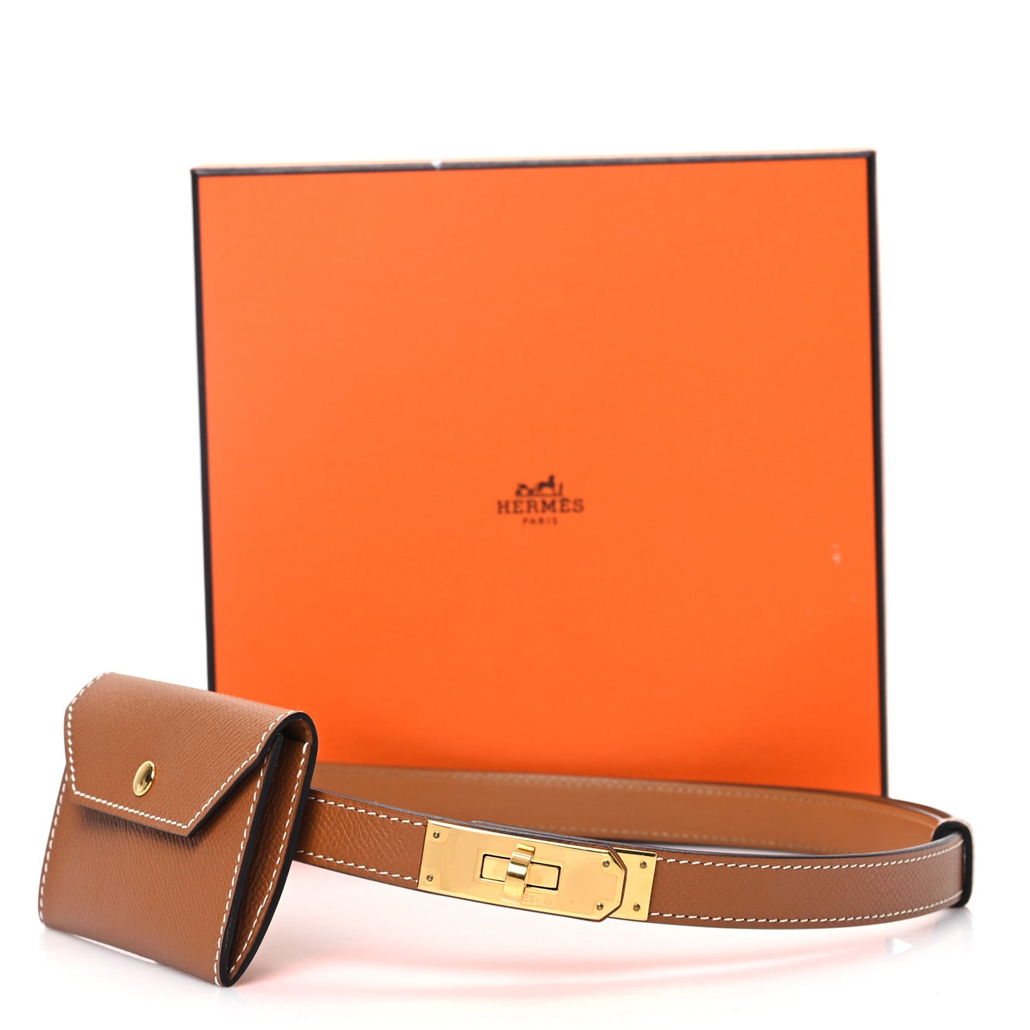 Epsom Kelly Pocket Belt Gold