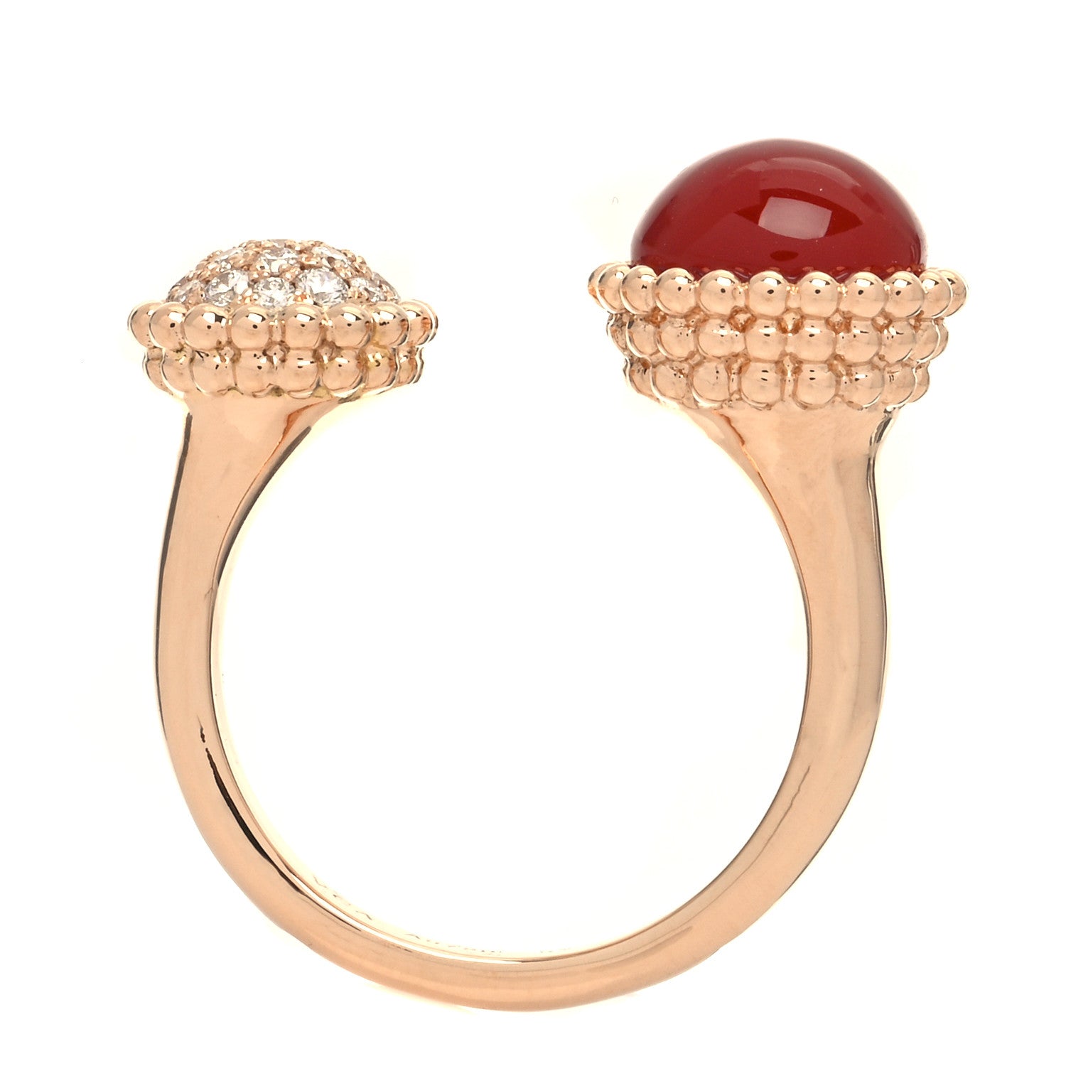 Van Cleef & Arpels 18K Rose Gold Diamond Carnelian Perlee Couleurs Between The Finger Ring 62 10 5 of 5