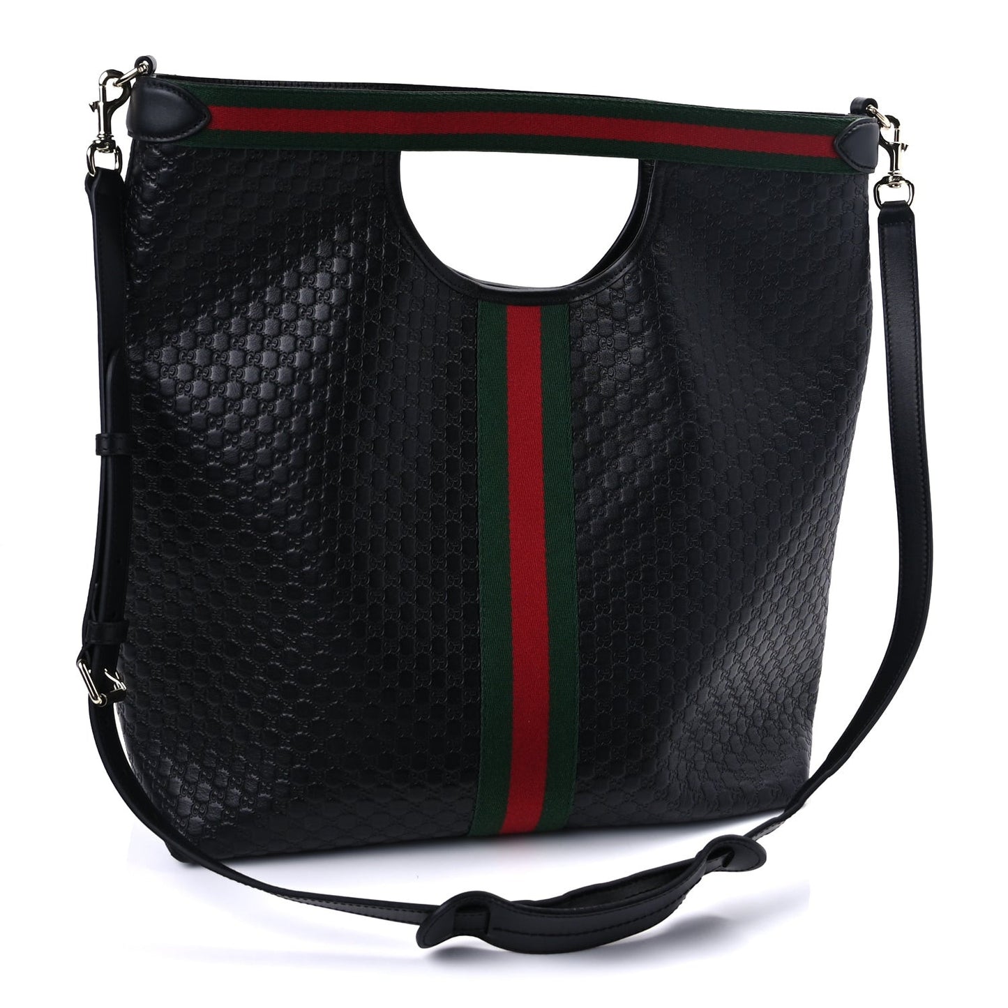 Microguccissima Web Large Giglio Tote  Black