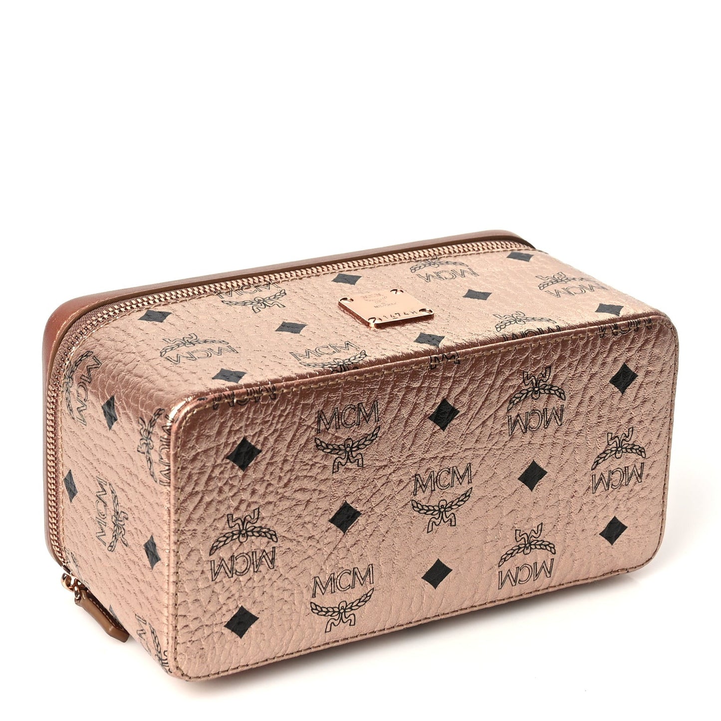 Metallic Visetos Vanity Case Champagne Gold