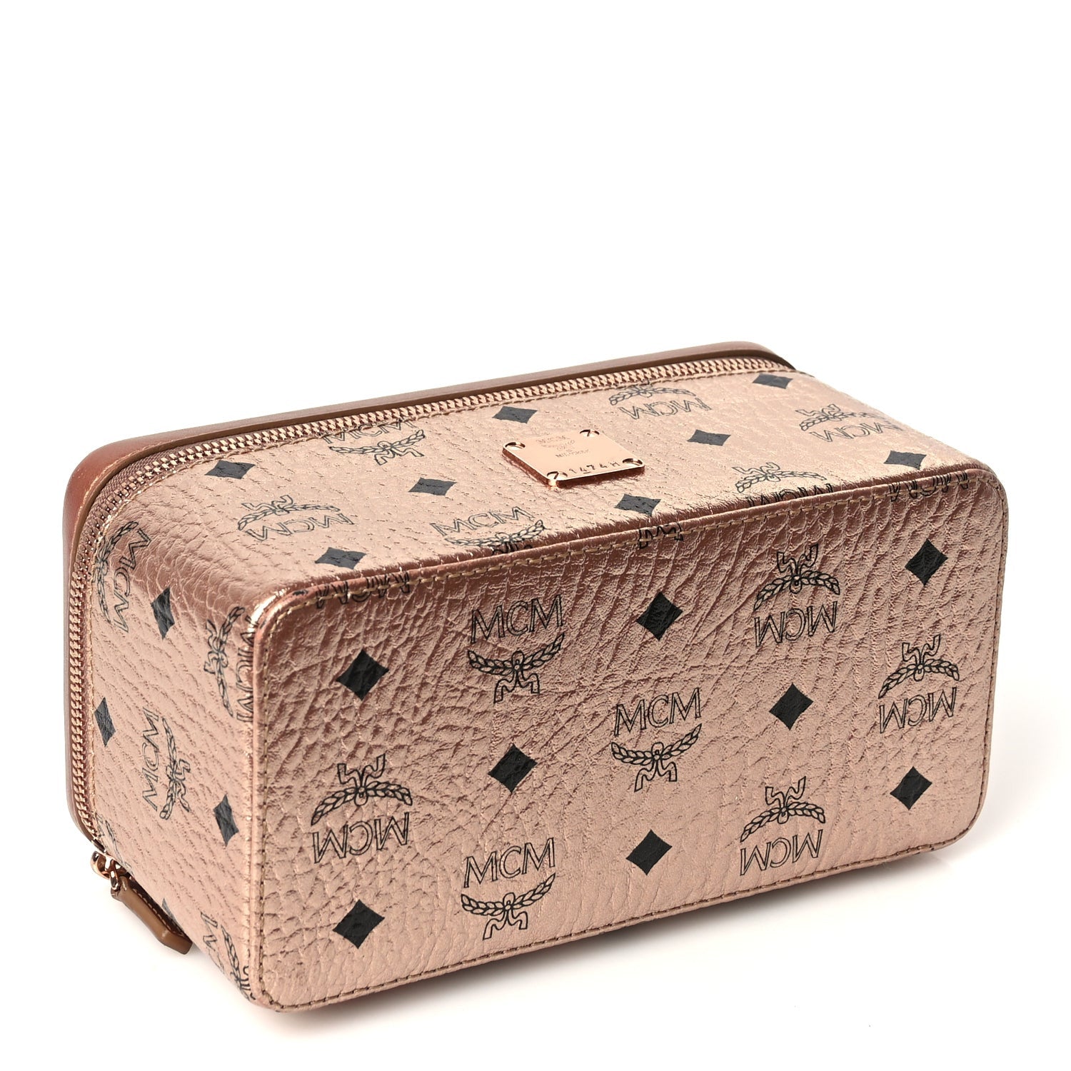 MCM Metallic Visetos Vanity Case Champagne Gold 3 of 8