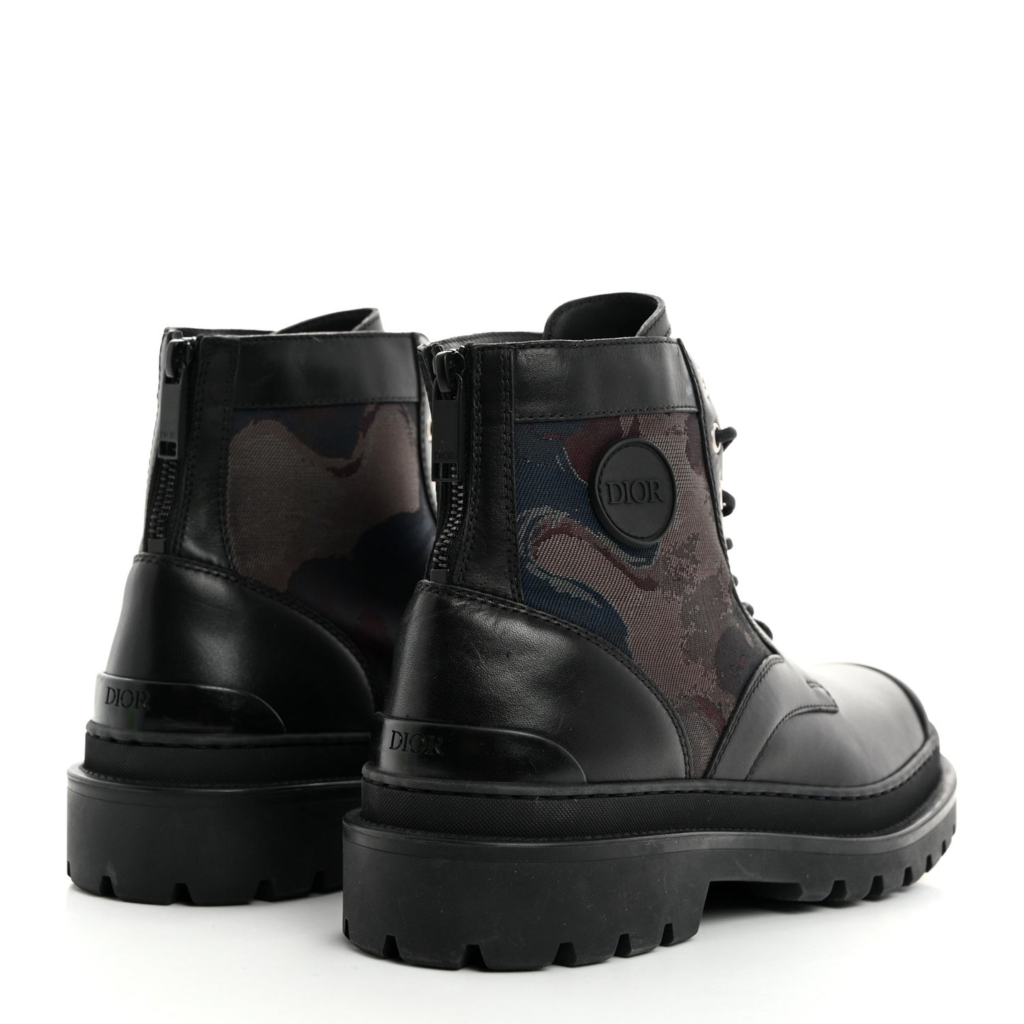 X Peter Doig Calfskin Camouflage Explorer Mens Boots 41 Black Multicolor