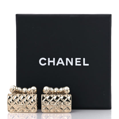 Chanel Pearl Quilted CC Flap Bag Earrings Gold 6 of 6