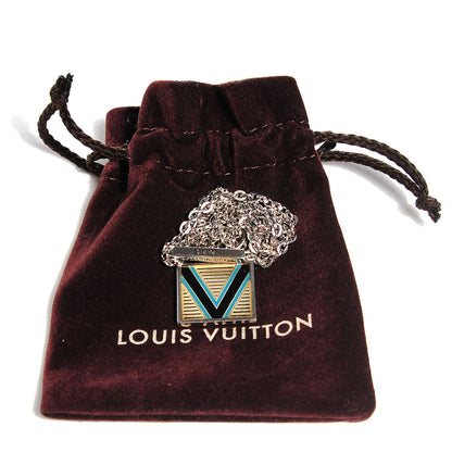 Louis Vuitton Mens Silver Geometrique V Toggle Necklace Turquoise 4 of 7