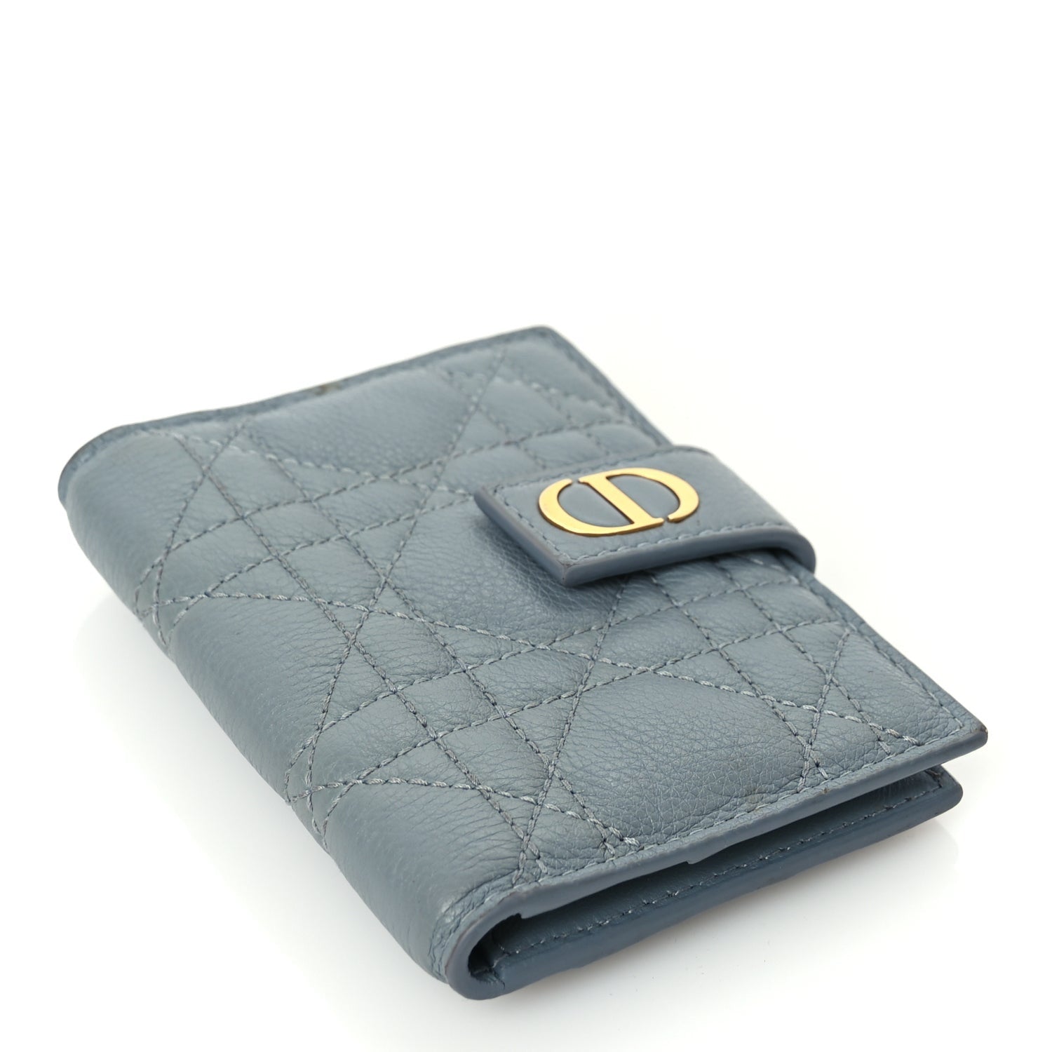Christian Dior Supple Calfskin Cannage Caro Dandelion Card Holder Cloud Blue 4 of 6
