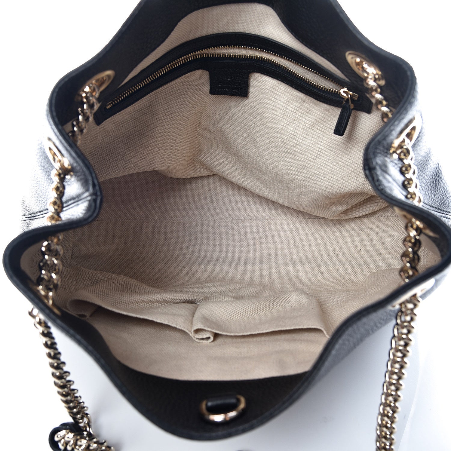 Gucci Pebbled Calfskin Medium Soho Chain Shoulder Bag Black 7 of 9