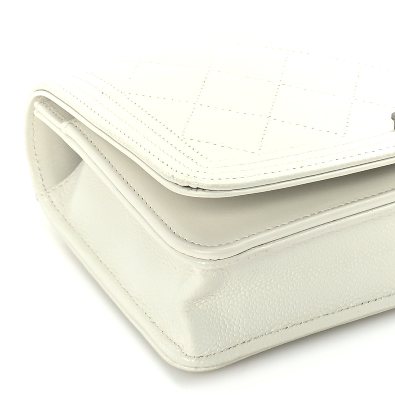 Chanel Caviar Quilted Boy Wallet On Chain WOC White 8 of 9