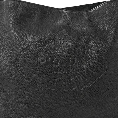 Prada Vitello Daino Embossed Logo Hobo Black 7 of 13