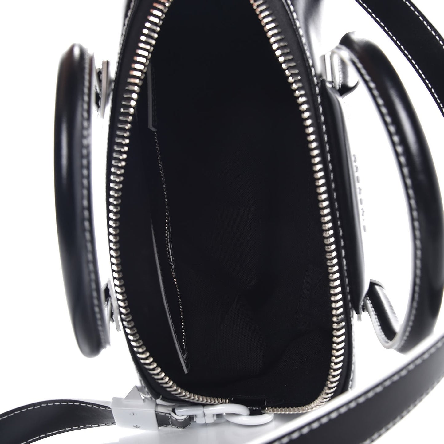 Calfskin Contrast Topstitch Small Antigona Black White