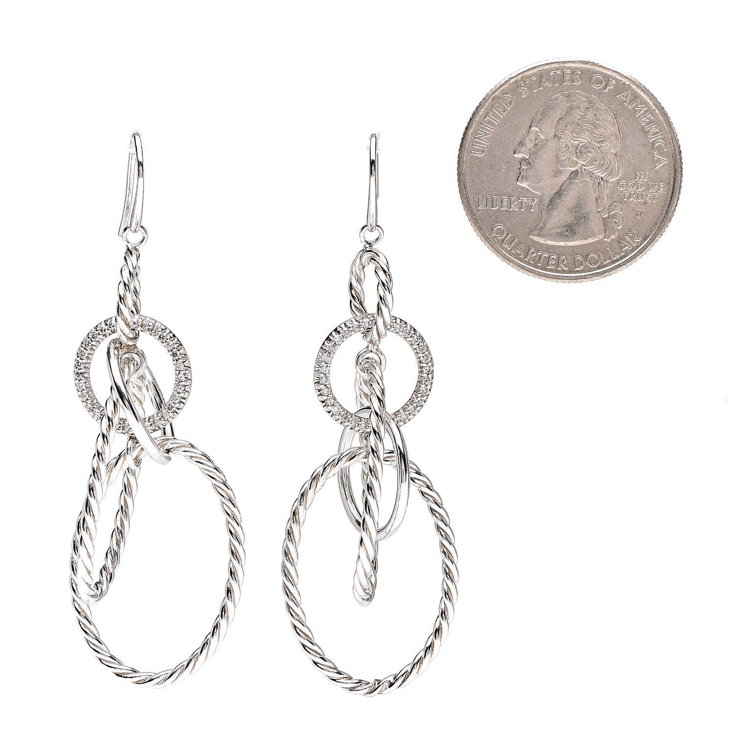 Sterling Silver Diamond Mobile Drop Earrings