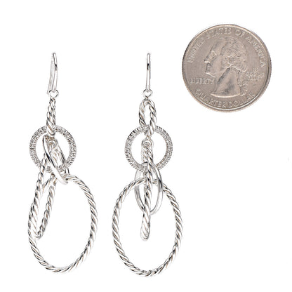 David Yurman Sterling Silver Diamond Mobile Drop Earrings 2 of 4