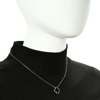 Van Cleef & Arpels 18K Yellow Gold Black Onyx Vintage Alhambra Pendant Necklace 4 of 6