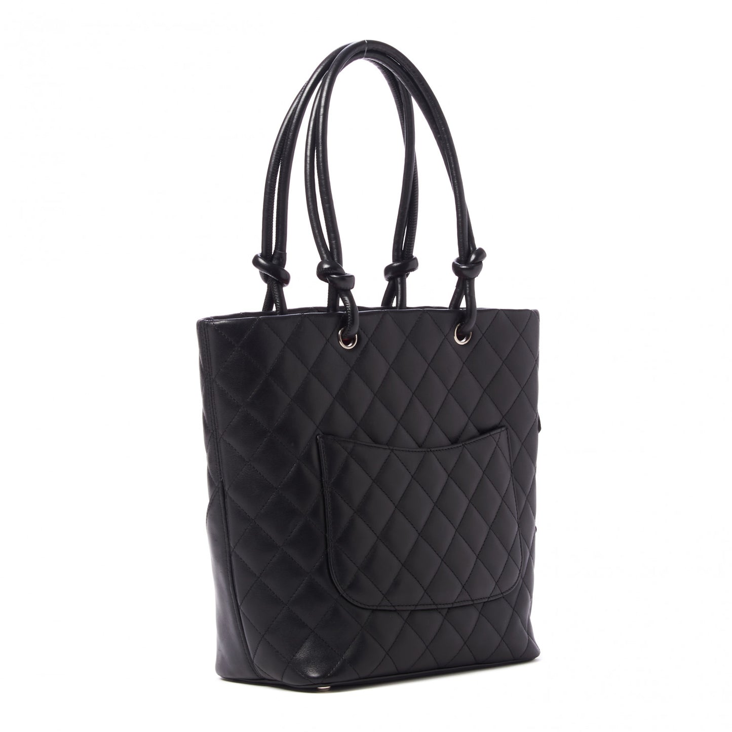 Calfskin Quilted Medium Cambon Tote Black