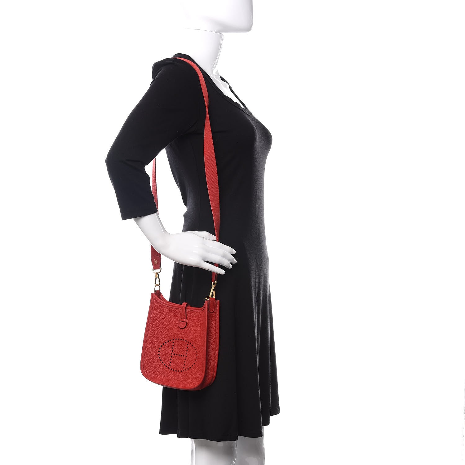 Hermes Taurillon Clemence Evelyne TPM Rouge Casaque 2 of 11