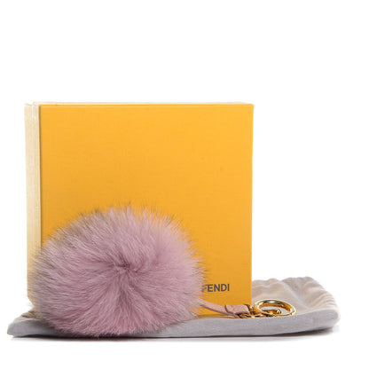 Fendi Fox Fur Vitello Elite Bi-Color Pom Pom Bag Charm Rosa Cammello Cipria 4 of 4