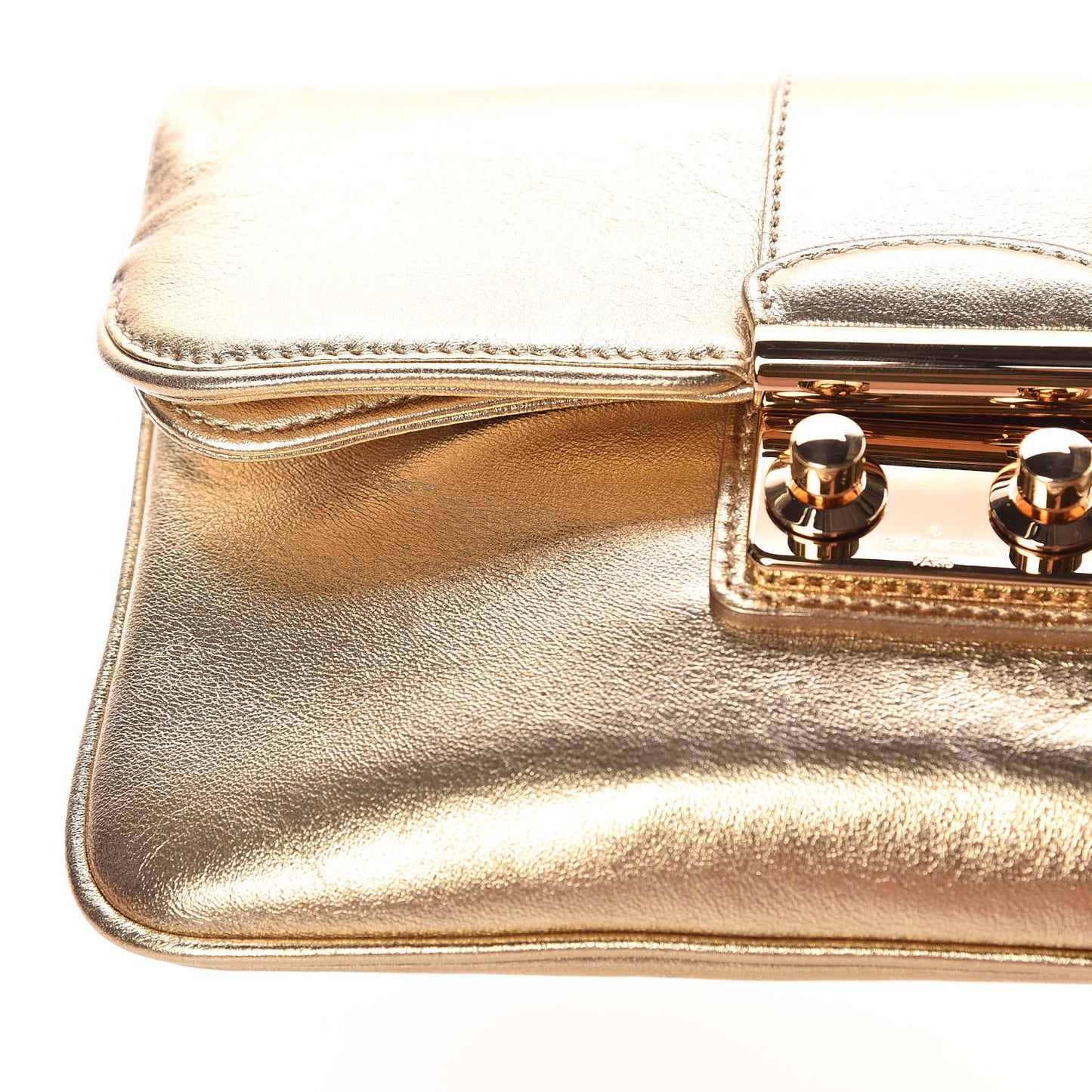 Metallic Lambskin SC Slim Clutch Gold
