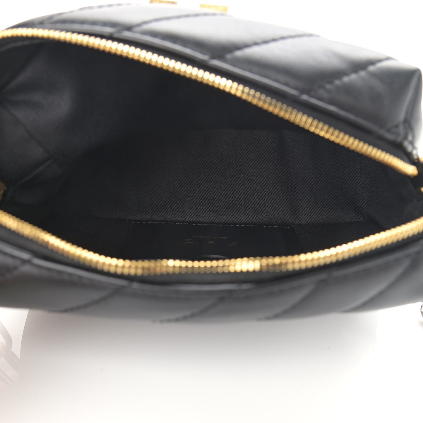 Calfskin Diagonal Quilted Jackhammer Camera Bag Black