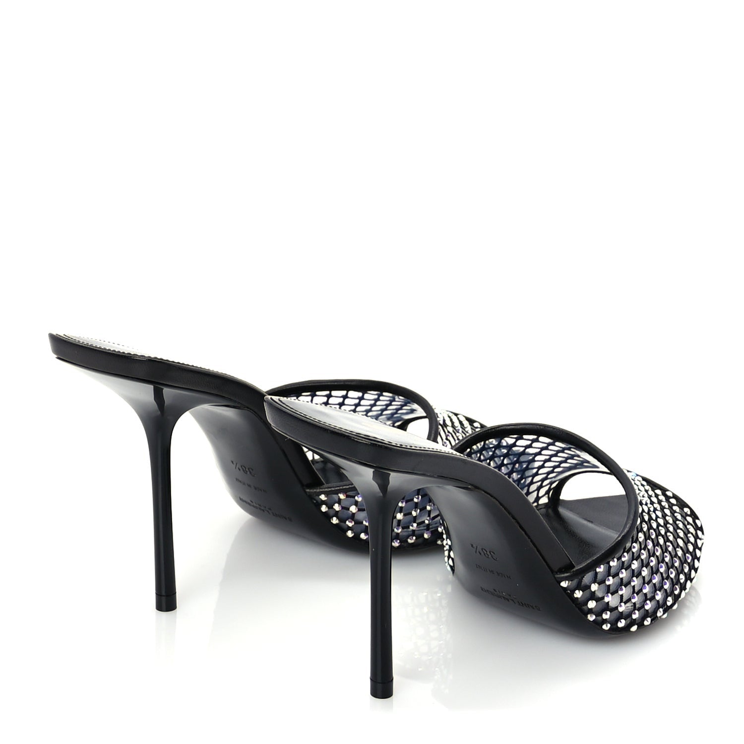 Saint Laurent Mesh Strass Giqua 95 Mule Sandals 38.5 Black 3 of 8