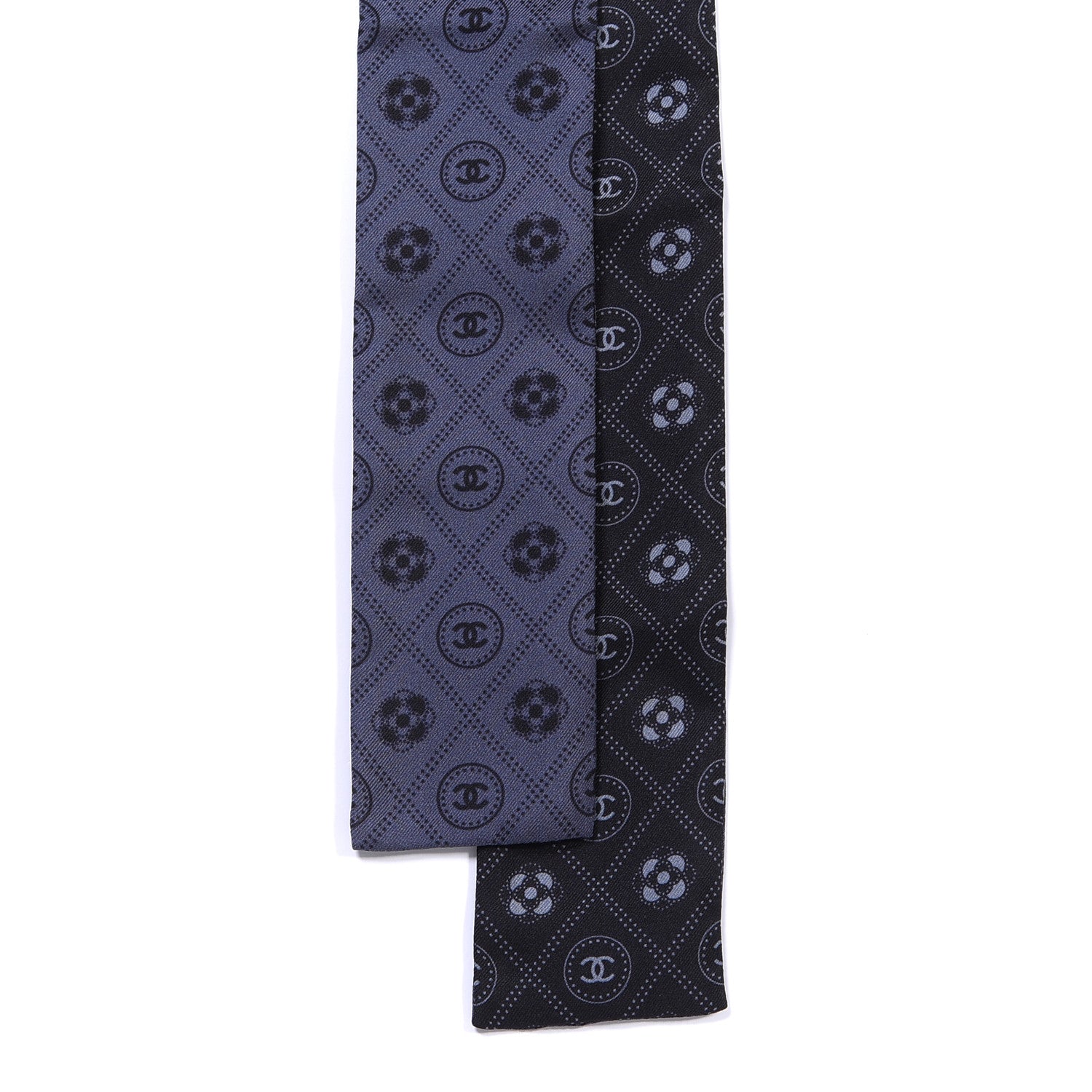 Chanel Silk CC Polka Dot Slim Bandeau Scarf Anthracite Black 2 of 3