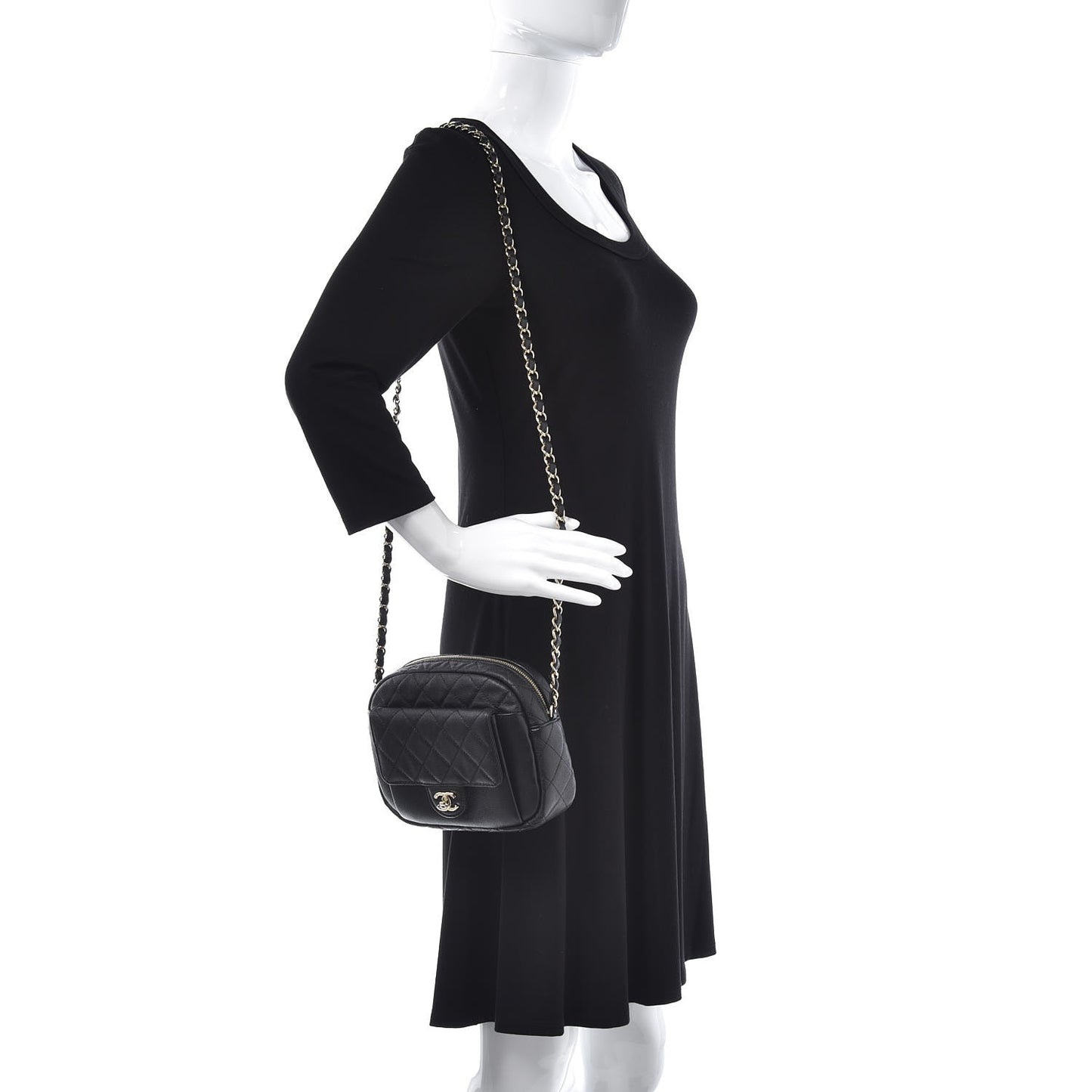 Caviar Quilted CC Day Camera Case Black